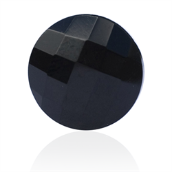 Anboret sort onyx, rund / flad, facet, Ø14mm, 1. stk.